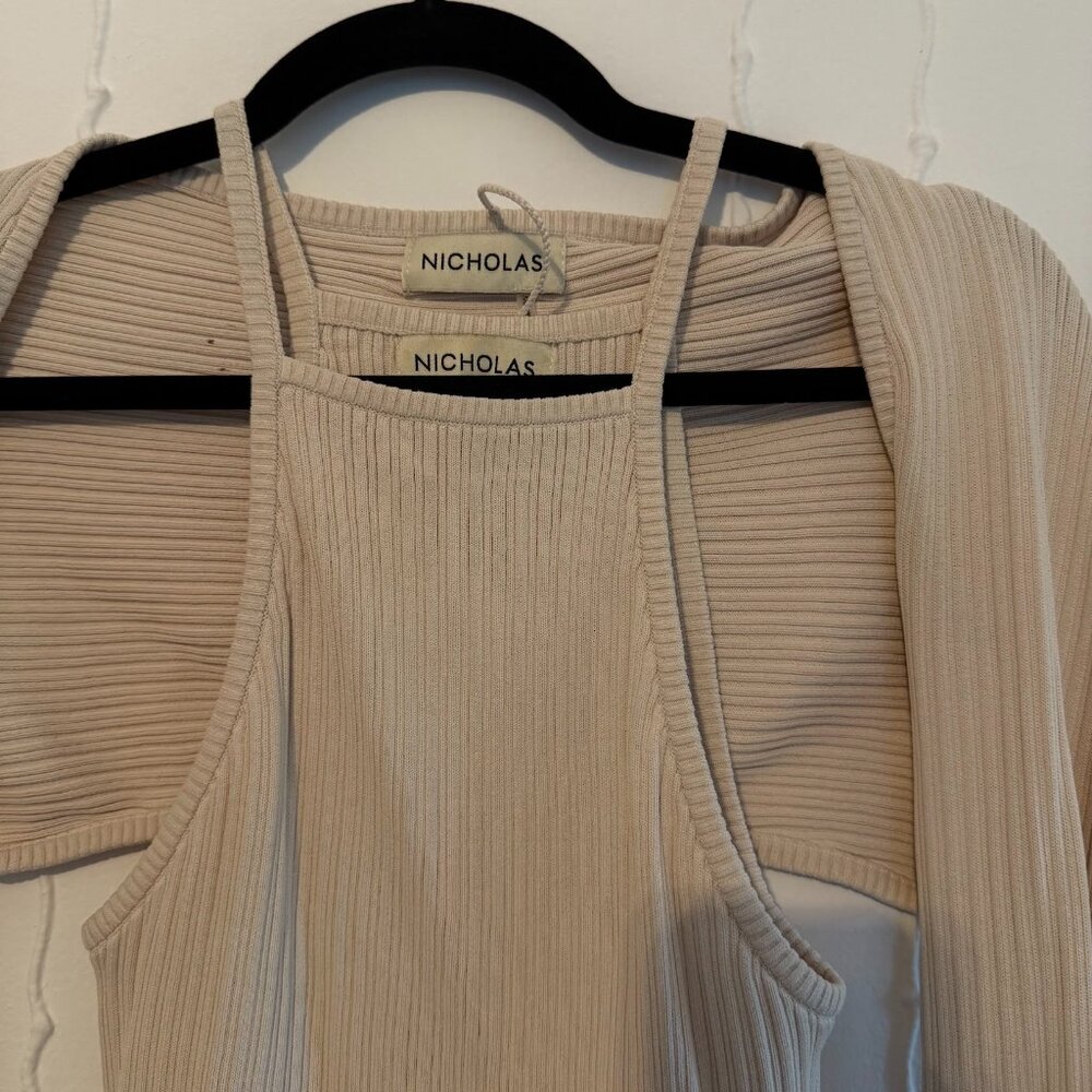 NICHOLAS Cream Ribbed Blouse - Picture 3 of 4